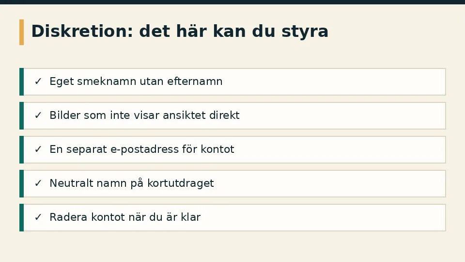 Checklista för diskretion på sajter för one night stand