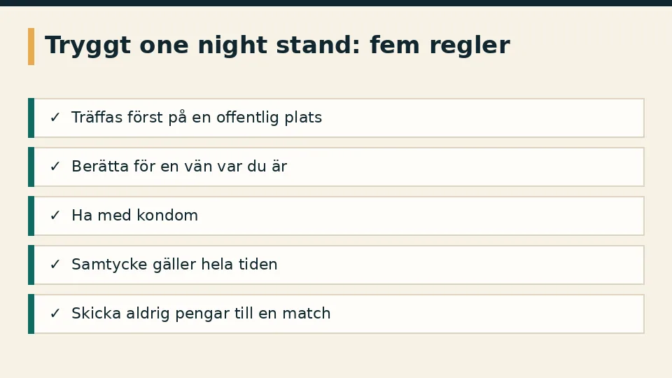 Fem regler för ett tryggt one night stand