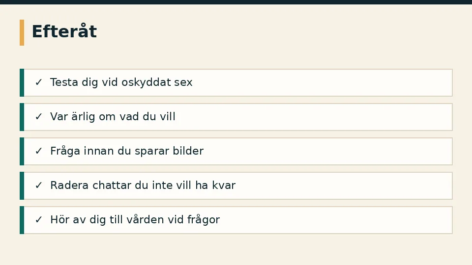 Checklista för efter ett one night stand